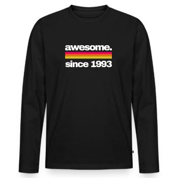 awesome since 1993 - Männer Premium Bio Langarmshirt - Schwarz - Vorne - Nico (187cm)