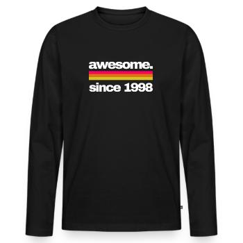 awesome since 1998 - Männer Premium Bio Langarmshirt - Schwarz - Vorne - Nico (187cm)