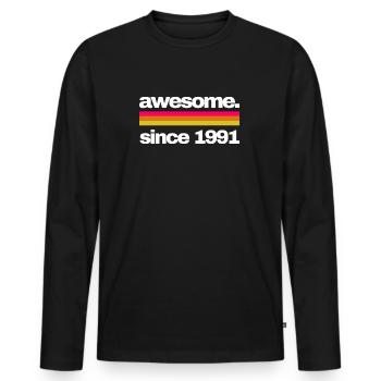 awesome since 1991 - Männer Premium Bio Langarmshirt - Schwarz - Vorne - Nico (187cm)
