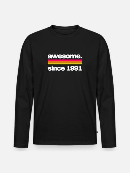 awesome since 1991 - Männer Premium Bio Langarmshirt - Schwarz
