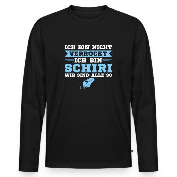 Schiedsrichter bin nicht verrückt Ich bin Schiri - Männer Premium Bio Langarmshirt - Schwarz - Vorne - Nico (187cm)