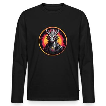 Drachenmotiv Drache mit Hörnern - Männer Premium Bio Langarmshirt - Schwarz - Vorne - Nico (187cm)