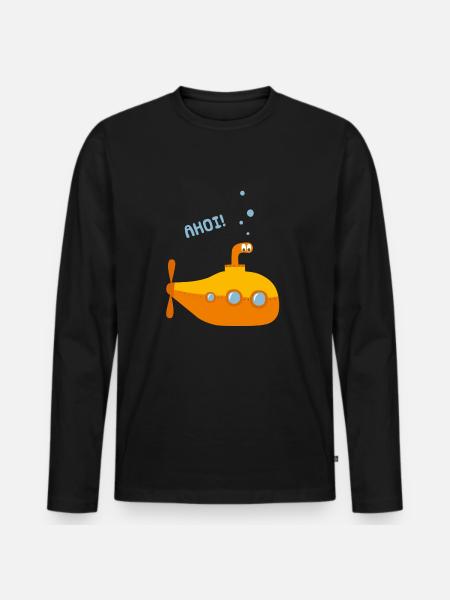 Unterwasser Comic U-Boot - Männer Premium Bio Langarmshirt - Schwarz