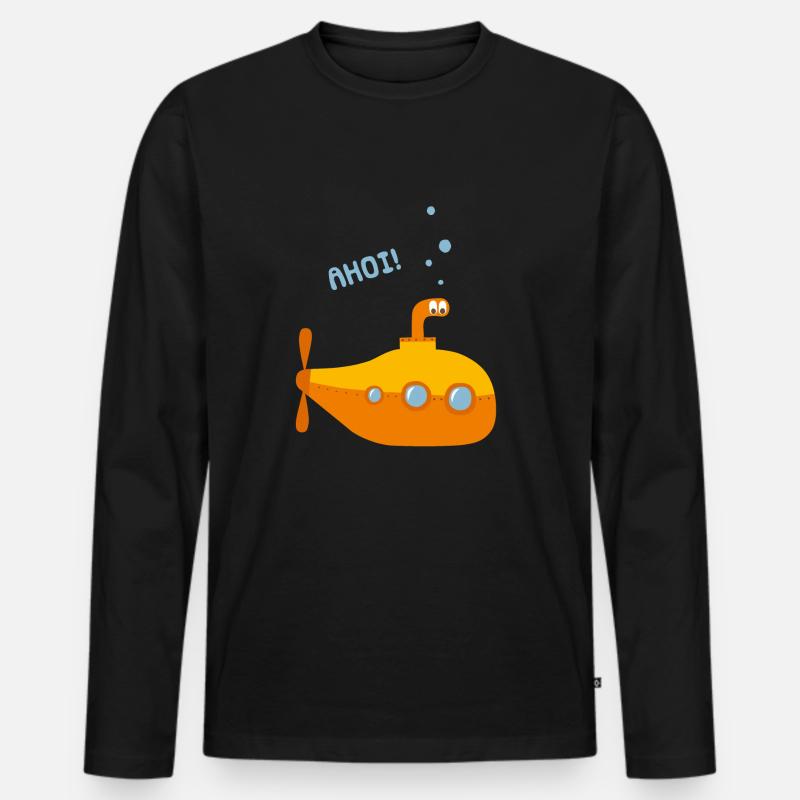 Unterwasser Comic U-Boot - Männer Premium Bio Langarmshirt - Schwarz