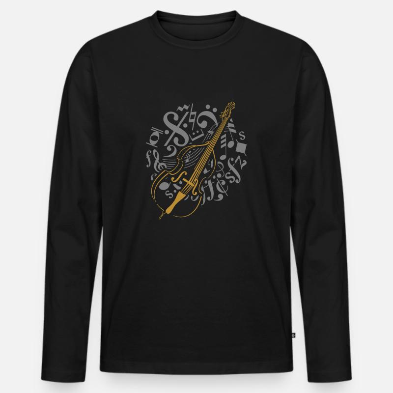 kontrabass in Notenkreis - Männer Premium Bio Langarmshirt - Schwarz