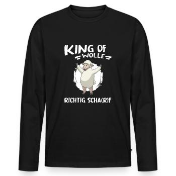schaf "king of wolle" schäfer i love schafe - Männer Premium Bio Langarmshirt - Schwarz - Vorne - Nico (187cm)