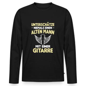 Lustiger Gitarren Gitarrenspieler Spruch - Männer Premium Bio Langarmshirt - Schwarz - Vorne - Nico (187cm)