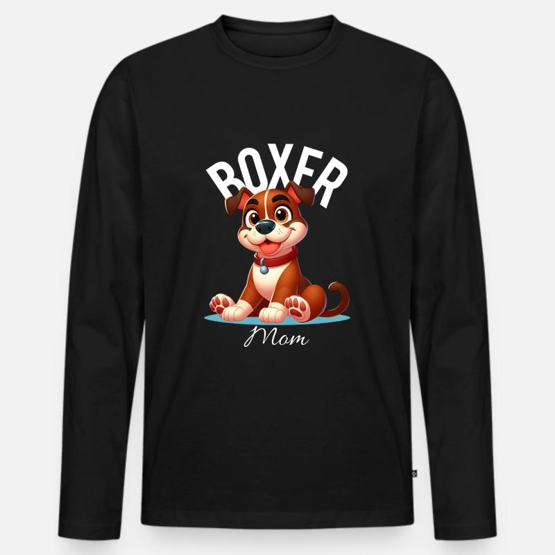 Boxer-Mama - Männer Premium Bio Langarmshirt - Schwarz