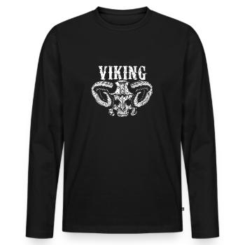 Wikinger Moyen Âge Thor Scandinavie crâne - T-shirt manches longues Premium bio Homme - noir - Devant - Nico (187cm)