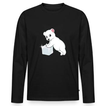 L’ours polaire sur le glaçon - T-shirt manches longues Premium bio Homme - noir - Devant - Nico (187cm)