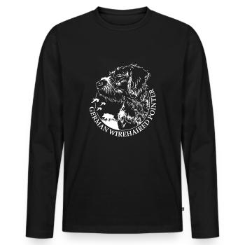 GERMAN WIREHAIRED POINTER Wilsigns Jagdhunde Hund - Männer Premium Bio Langarmshirt - Schwarz - Vorne - Nico (187cm)