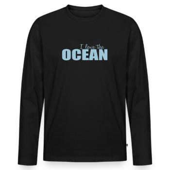 I LOVE THE OCEAN - Männer Premium Bio Langarmshirt - Schwarz - Vorne - Nico (187cm)
