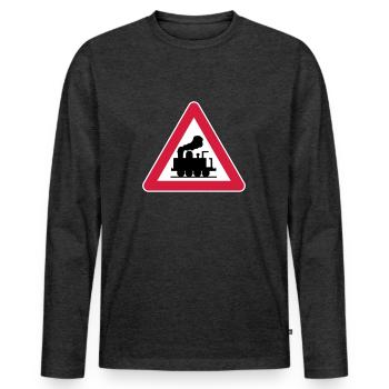 Caution Railway - Men's Premium Organic Long Sleeve Shirt - heather anthracite - Front - Nico (187cm)