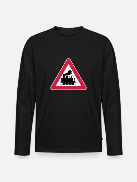 Caution Railway - Men's Premium Organic Long Sleeve Shirt - black