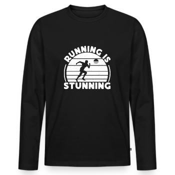 Marathon Runner Running Is Stunning - Men's Premium Organic Long Sleeve Shirt - black - Front - Nico (187cm)