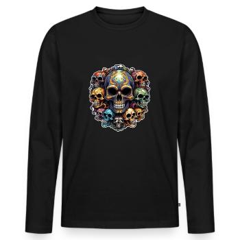 Decorative Large Skull with Small Skulls - Men's Premium Organic Long Sleeve Shirt - black - Front - Nico (187cm)