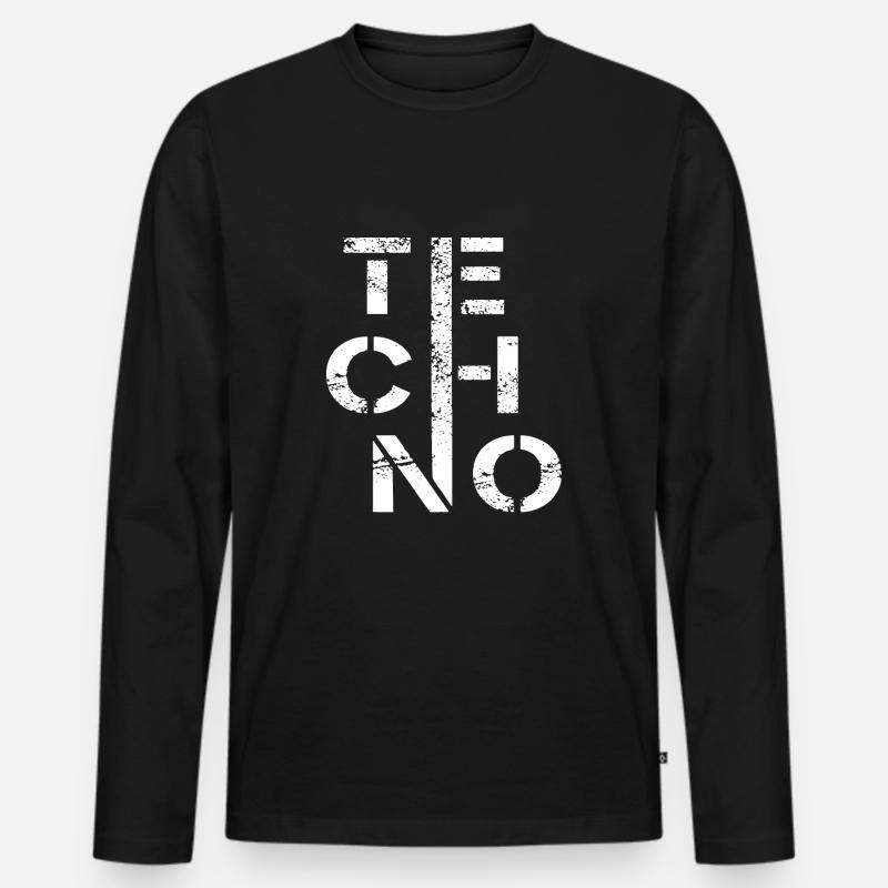 Minimal Techno - Männer Premium Bio Langarmshirt - Schwarz