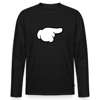 Comic Hand Pointing (Right) - Männer Premium Bio Langarmshirt - Schwarz - Vorne - Nico (187cm)