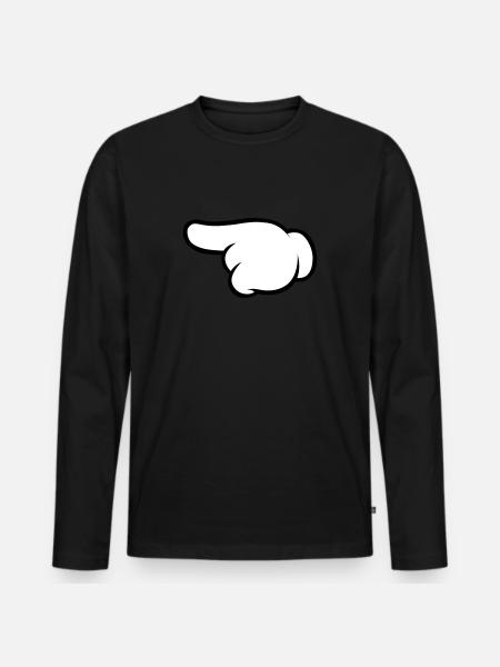 Comic Hand Pointing (Left) - Men's Premium Organic Long Sleeve Shirt - black