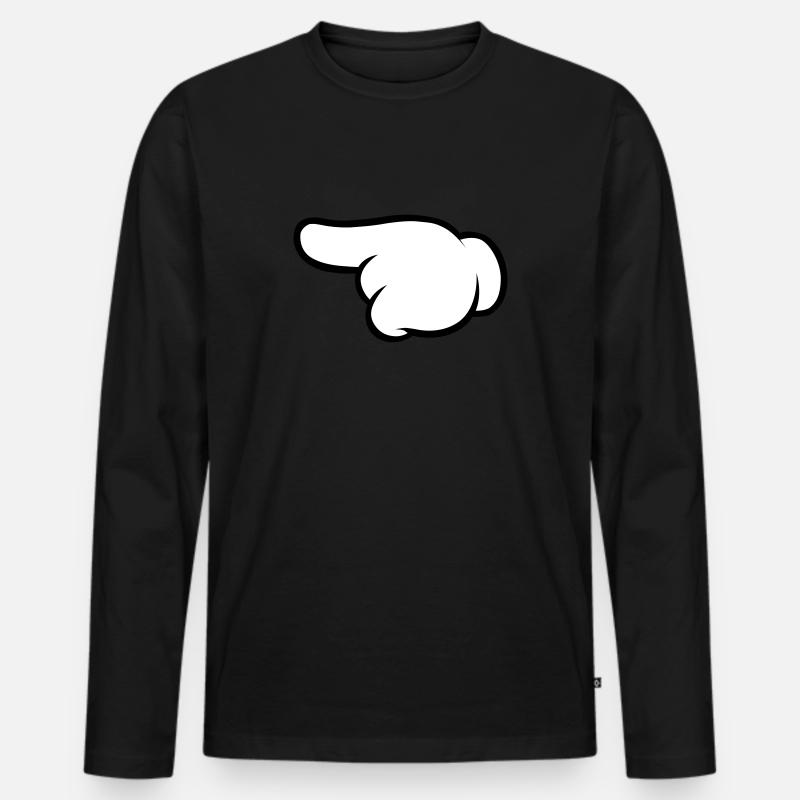 Comic Hand Pointing (Left) - Männer Premium Bio Langarmshirt - Schwarz