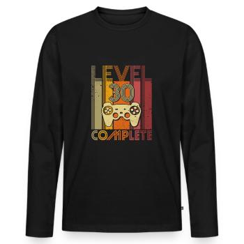 30.Anniversaire niveau 30 Complete 30 ans cadeau - T-shirt manches longues Premium bio Homme - noir - Devant - Nico (187cm)