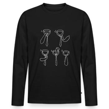 Wie man einen Krawattenknoten macht - Männer Premium Bio Langarmshirt - Schwarz - Vorne - Nico (187cm)