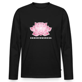 Lotus, awareness - Men's Premium Organic Long Sleeve Shirt - black - Front - Nico (187cm)
