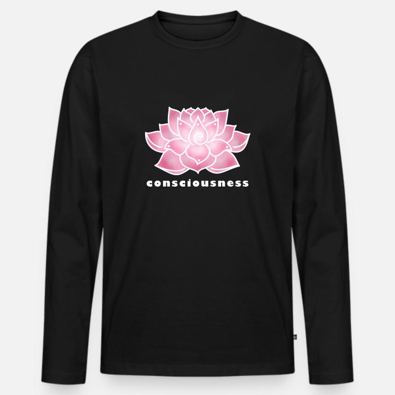 Lotus, Bewusstsein - Männer Premium Bio Langarmshirt - Schwarz