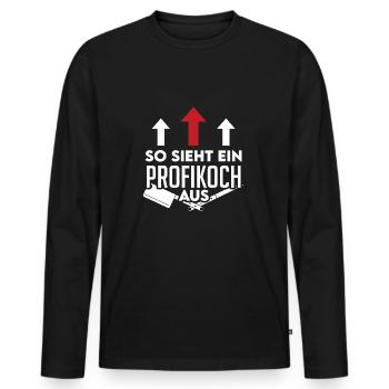 Profikoch Koch kochen braten Küche Spruch - Männer Premium Bio Langarmshirt - Schwarz - Vorne - Nico (187cm)