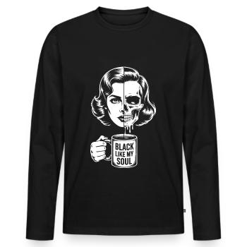 Noir comme mon âme ! Goth Café Emo Girl - T-shirt manches longues Premium bio Homme - noir - Devant - Nico (187cm)