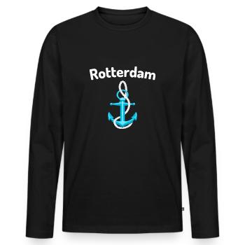 Rotterdam - Men's Premium Organic Long Sleeve Shirt - black - Front - Nico (187cm)