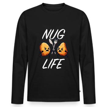 Chicken Nuggets Funny Nuggets Nug Life Quote - Men's Premium Organic Long Sleeve Shirt - black - Front - Nico (187cm)