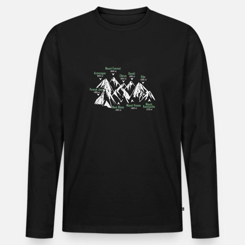 The Seven Summits - Männer Premium Bio Langarmshirt - Schwarz