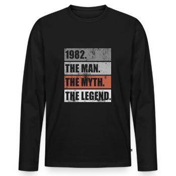 Born 1982 Man Myth Legend Birthday - Men's Premium Organic Long Sleeve Shirt - black - Front - Nico (187cm)