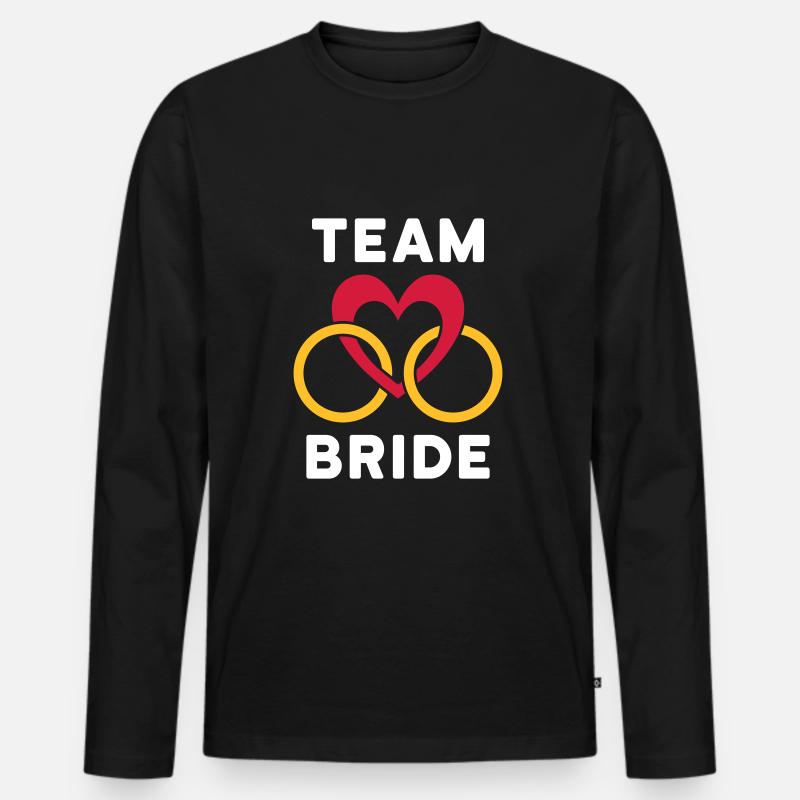 Team bride (Herz, zwei Ringe) - Männer Premium Bio Langarmshirt - Schwarz