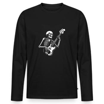 Squelette avec guitare basse. Conception de basses cool - T-shirt manches longues Premium bio Homme - noir - Devant - Nico (187cm)