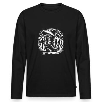 Line Dancing Country Dance - Line Dance Tanzen - Men's Premium Organic Long Sleeve Shirt - black - Front - Nico (187cm)