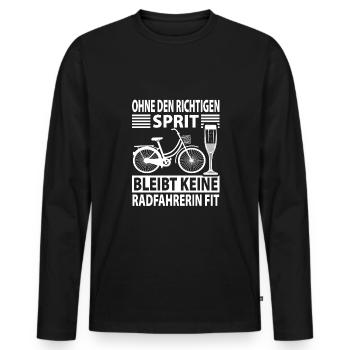 Radfahrerin Sekt und gut gelaunt - Männer Premium Bio Langarmshirt - Schwarz - Vorne - Nico (187cm)