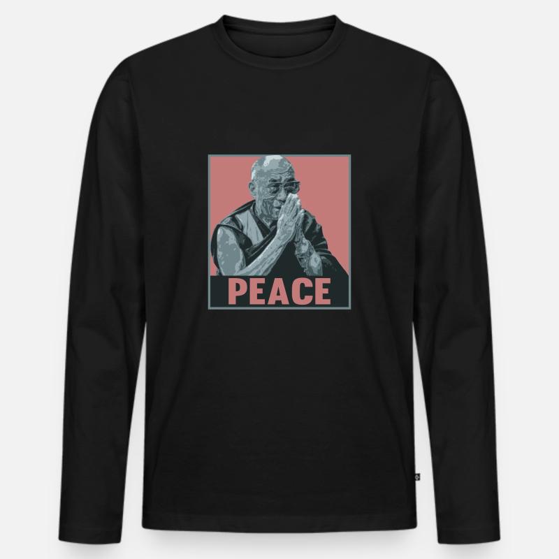 Dalai Lama Geschenk - Männer Premium Bio Langarmshirt - Schwarz
