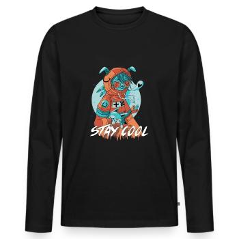 Stay Cool Katzen Comicstyle Kunst Design - Männer Premium Bio Langarmshirt - Schwarz - Vorne - Nico (187cm)