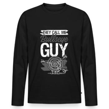 Bullseye Dart - Men's Premium Organic Long Sleeve Shirt - black - Front - Nico (187cm)