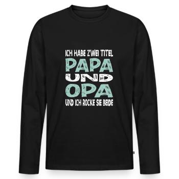 Ich habe zwei Titel - Männer Premium Bio Langarmshirt - Schwarz - Vorne - Nico (187cm)