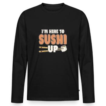 Amateur de sushis, je suis ici pour faire des sushis - T-shirt manches longues Premium bio Homme - noir - Devant - Nico (187cm)