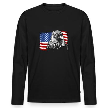 ADLER Bald Eagle America Flag Wilsigns - Men's Premium Organic Long Sleeve Shirt - black - Front - Nico (187cm)