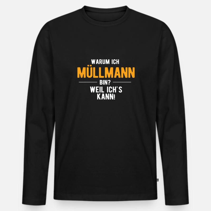 Müllmann Müllabfuhr - Männer Premium Bio Langarmshirt - Schwarz
