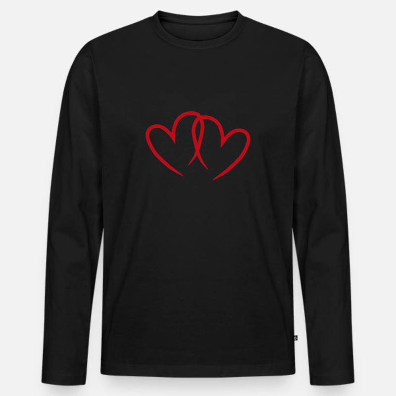 Rote, offene Herzen. - Männer Premium Bio Langarmshirt - Schwarz