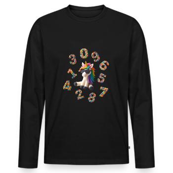 Chiffres - Rentrée avec Licorne - T-shirt manches longues Premium bio Homme - noir - Devant - Nico (187cm)