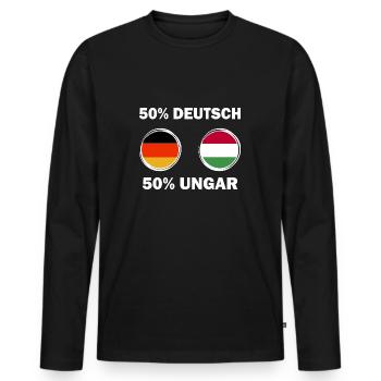 Deutsch Ungarn Ungar Deutscher - Männer Premium Bio Langarmshirt - Schwarz - Vorne - Nico (187cm)