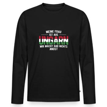 Ungarn Ungarische Flagge - Männer Premium Bio Langarmshirt - Schwarz - Vorne - Nico (187cm)