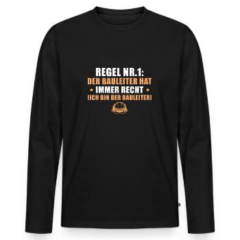 Baustelle Der Bauleiter hat recht Bauleitung - Männer Premium Bio Langarmshirt - Schwarz - Vorne - Nico (187cm)